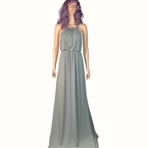 Show Me Your MuMu Dresses & Skirts - Show Me Your Mumu Amanda Moss Green Halter Maxi Bridesmaid Dress Size Large